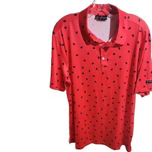 YATTA GOLF WATERMELON SEED SEEDS FRUIT ATHLETIC GOLFING GOLF POLO SHIRT L Red